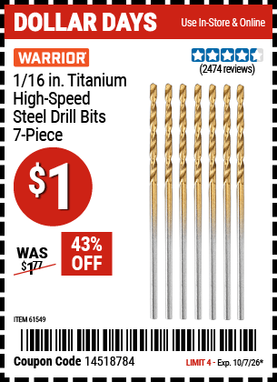 Harbor Freight Coupons, HF Coupons, 20% off - 7 Piece 1/16