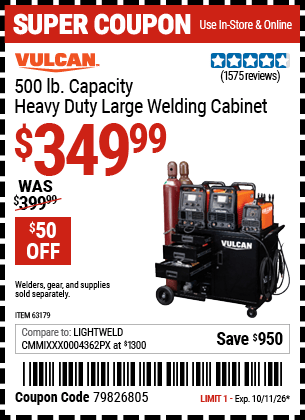 Harbor Freight Coupons, HF Coupons, 20% off - Vulcan Commercial Quality Heavy Duty Welding Cabinet