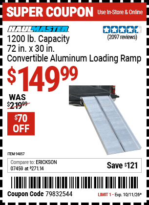 Harbor Freight Coupons, HF Coupons, 20% off - 1200 Lb. Capacity 30-1/4