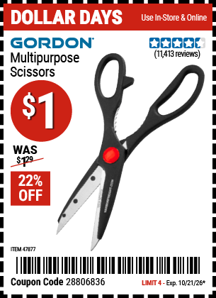Harbor Freight Coupons, HF Coupons, 20% off - Multipurpose Scissors