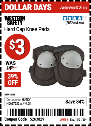 Harbor Freight Coupons, HF Coupons, 20% off - Hard Cap Knee Pads