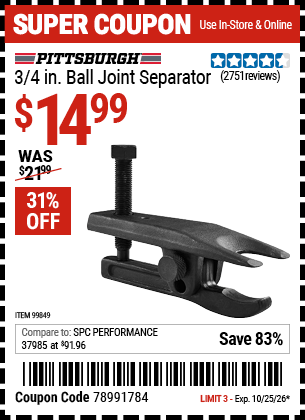 Harbor Freight Coupons, HF Coupons, 20% off - 3/4