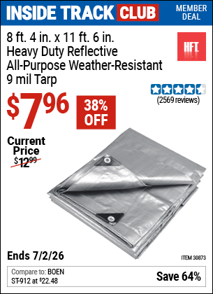 Harbor Freight Coupons, HF Coupons, 20% off - 8 ft. 4 in. x 11 ft. 6 in. Silver/Heavy Duty Reflective All Purpose/Weather Resistant Tarp