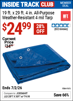 Harbor Freight Coupons, HF Coupons, 20% off - 19 ft. x 29 ft. 4 in. Blue All Purpose/Weather Resistant Tarp