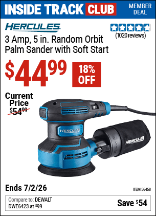 Harbor Freight Coupons, HF Coupons, 20% off - 3  Amp Corded 5 in. Variable Speed Random Orbital Sander