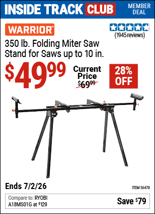 Harbor Freight Coupons, HF Coupons, 20% off - Warrior Universal Folding Miter Saw Stand