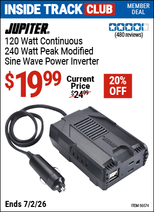 Harbor Freight Coupons, HF Coupons, 20% off - 120 Watt Continuous/240 Watt Peak Modified Sine Wave Power Inverter