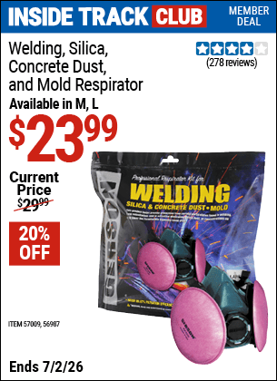 Harbor Freight Coupons, HF Coupons, 20% off - GERSON Welding, Silica, Concrete Dust & Mold Respirator for $24.99