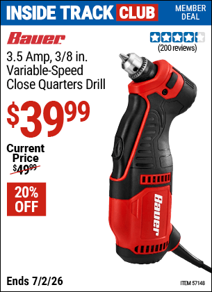 Harbor Freight Coupons, HF Coupons, 20% off - 3/8 In. Corded Close Quarters Drill