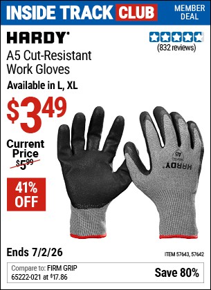 Harbor Freight Coupons, HF Coupons, 20% off - HARDY A5 Cut Resistant Work Gloves Large 