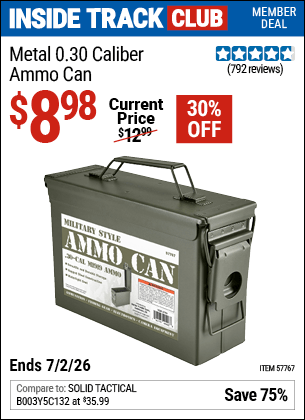 Harbor Freight Coupons, HF Coupons, 20% off - Metal 0.30 Caliber Ammo Can