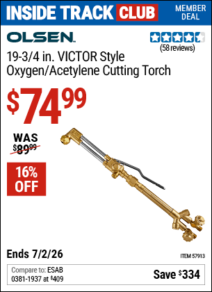 Harbor Freight Coupons, HF Coupons, 20% off - 19-3/4 in. VICTOR Style Oxygen/Acetylene Cutting Torch