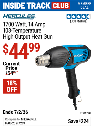 Harbor Freight Coupons, HF Coupons, 20% off - 1700 Watt  14 Amp 108 Temperature High Output Heat Gun