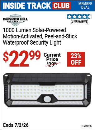 Harbor Freight Coupons, HF Coupons, 20% off - BUNKER HILL SECURITY 1000 Lumen Wall Mount Peel-And-Stick Security Light 