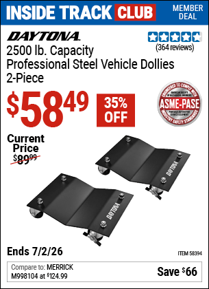 Harbor Freight Coupons, HF Coupons, 20% off - DAYTONA 2500 lb. Capacity Professional Steel Vehicle Dollies, 2-Piece for $69.99