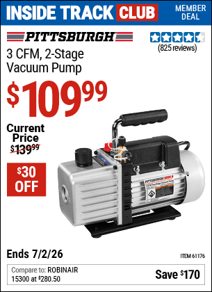 Harbor Freight Coupons, HF Coupons, 20% off - 3 Cfm Two Stage Vacuum Pump
