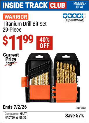 Harbor Freight Coupons, HF Coupons, 20% off - 29 Piece Titanium Drill Bit Set