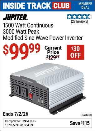 Harbor Freight Coupons, HF Coupons, 20% off - 1500 Watt Continuous/3000 Watt Peak Power Inverter