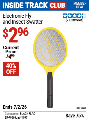 Harbor Freight Coupons, HF Coupons, 20% off - Electronic Fly & Insect Swatter for $2.99