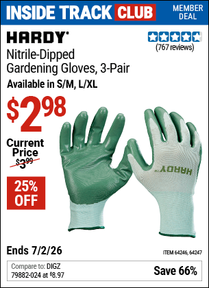 Harbor Freight Coupons, HF Coupons, 20% off - Nitrile Coasted Gardening Gloves