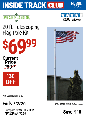 Harbor Freight Coupons, HF Coupons, 20% off - 20 Ft. Telescoping Flag Pole
