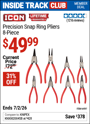 Harbor Freight Coupons, HF Coupons, 20% off - 8 Piece Precision Snap Ring Pliers Icon