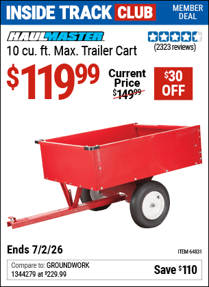 Harbor Freight Coupons, HF Coupons, 20% off - 10 Cu. Ft. Trailer Cart
