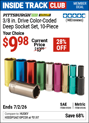 Harbor Freight Coupons, HF Coupons, 20% off - 10 Piece 3/8