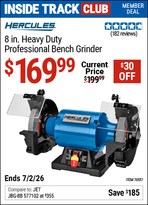 Harbor Freight Coupons, HF Coupons, 20% off - HERCULES 8 in. Heavy Duty Professional Bench Grinder for $149.99
