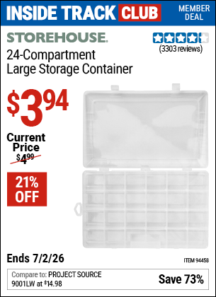 Harbor Freight Coupons, HF Coupons, 20% off - 24 Compartment Large Storage Container