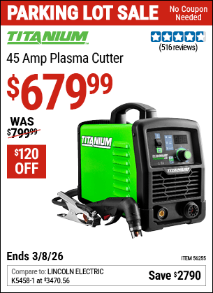 Harbor Freight Coupons, HF Coupons, 20% off - Titanium 45a Plasma Cutter