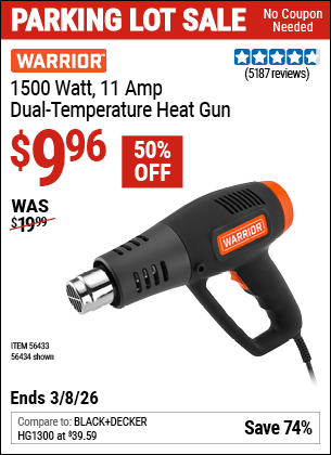 Harbor Freight Coupons, HF Coupons, 20% off - 1500w Dual Temperature Heat Gun