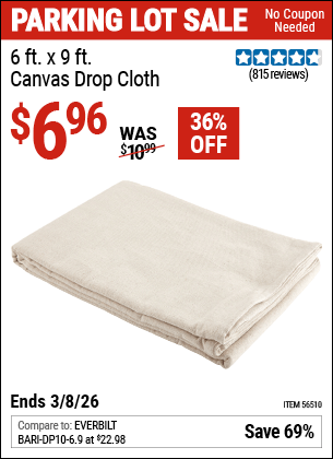 Harbor Freight Coupons, HF Coupons, 20% off - 6 x 9  Canvas Drop Cloth