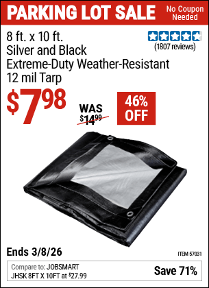 Harbor Freight Coupons, HF Coupons, 20% off - 8 ft. x 10 ft. Silver & Black Extreme Duty Weather Resistant Tarp