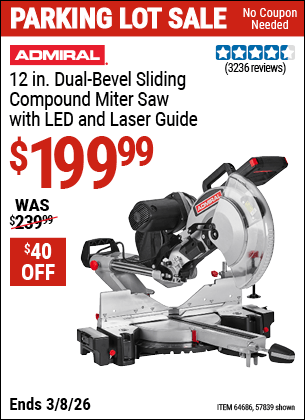 Harbor Freight Coupons, HF Coupons, 20% off - 12 in. Dual-Bevel Sliding Compound Miter Saw with LED & Laser Guide