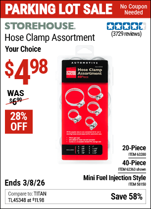 Harbor Freight Coupons, HF Coupons, 20% off - Hose Clamp Assortment Kit for $5.99