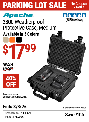 Harbor Freight Coupons, HF Coupons, 20% off - APACHE 2800 Weatherproof Protective Case 