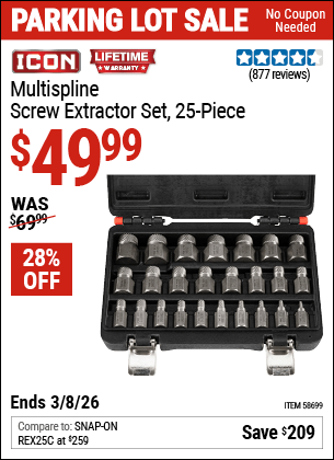 Harbor Freight Coupons, HF Coupons, 20% off - ICON Multispline Extractor Set, 25 Piece for $49.99