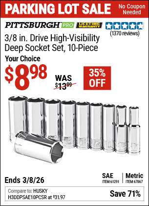 Harbor Freight Coupons, HF Coupons, 20% off - 10 Piece 3/8