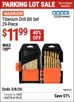 Harbor Freight Coupons, HF Coupons, 20% off - 29 Piece Titanium Drill Bit Set
