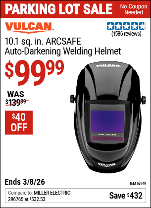 Harbor Freight Coupons, HF Coupons, 20% off - Vulcan Arcsafe Auto-darkening Welding Helmet