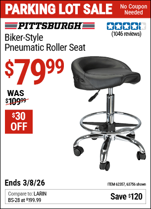 Harbor Freight Coupons, HF Coupons, 20% off - Biker-style Pneumatic Roller Seat