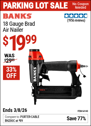 Harbor Freight Coupons, HF Coupons, 20% off - 18 Gauge Brad Air Nailer