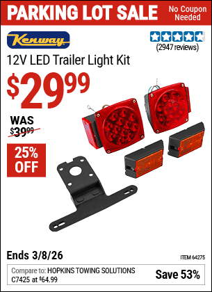 Harbor Freight Coupons, HF Coupons, 20% off - 12 Volt Led Trailer Light Kit