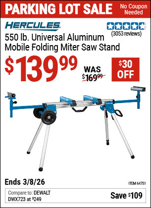 Harbor Freight Coupons, HF Coupons, 20% off - Hercules Heavy Duty Mobile Miter Saw Stand