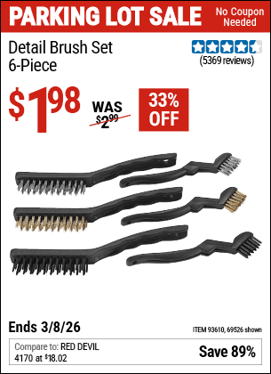Harbor Freight Coupons, HF Coupons, 20% off - 6 Piece Detail Brush Set