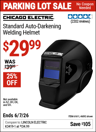 Harbor Freight Coupons, HF Coupons, 20% off - Adjustable Shade Auto-darkening Welding Helmet