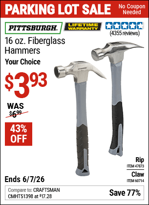 Harbor Freight Coupons, HF Coupons, 20% off - 16 Oz. Fiberglass Handle Hammers