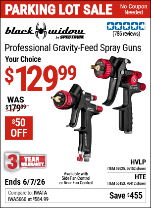 Harbor Freight Coupons, HF Coupons, 20% off - Black Widow 20 Oz. Professional Hvlp Base/clear Coat Air Spray Gun, 20 Oz. Professional Hte Compliant Top Coat Air Spray Gun