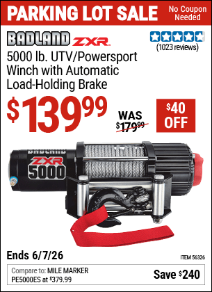 Harbor Freight Coupons, HF Coupons, 20% off - BADLAD ZXR 5000 lb.